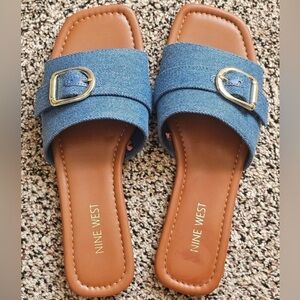 Denim Sandals, Nine West 6 1/2. NEW